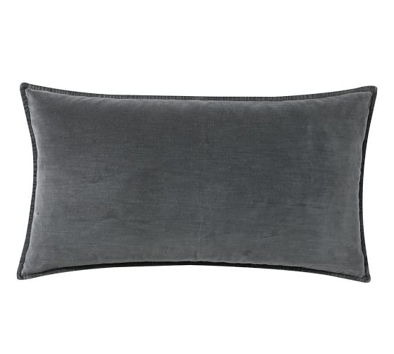 Oversized Washed Velvet Lumbar Decorative Pillow Cover Pottery Barn