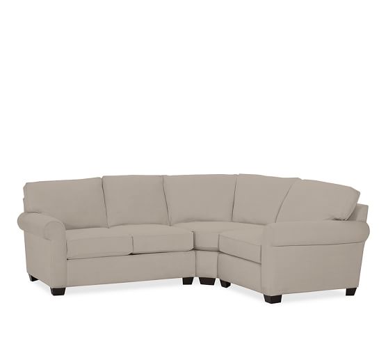 Buchanan Roll Arm Upholstered Curved 3 Piece Sectional With Wedge