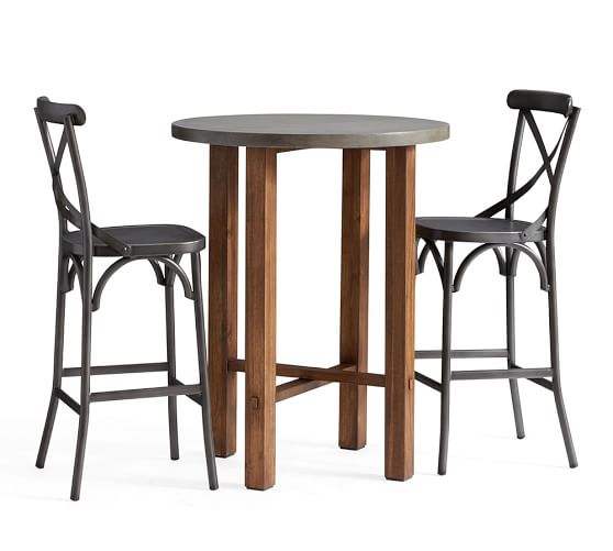 Abbott Bar Height Table 2 X Back Bar Stools Brown Pottery Barn