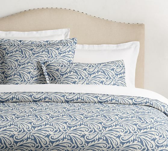 Wynnfield Paisley Print Sham Euro Harbor Blue Ivory Pottery Barn Wynnfield Paisley Print Sham Euro