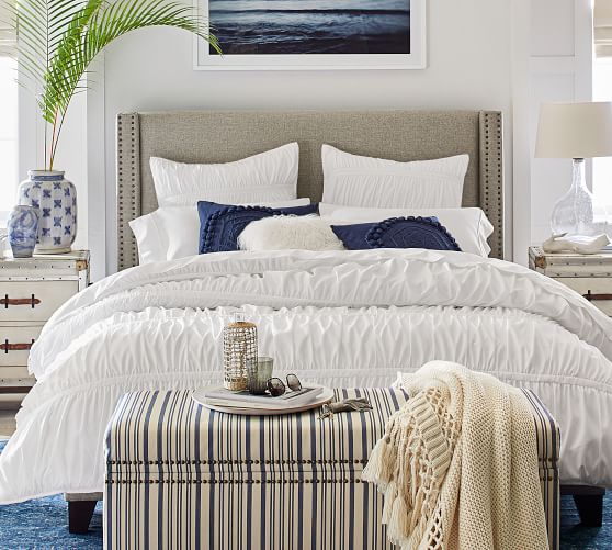 Harper Upholstered Low Bed Pottery Barn