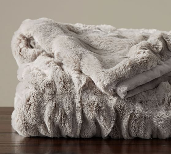 Faux Fur Ruched Throw Blankets Pottery Barn