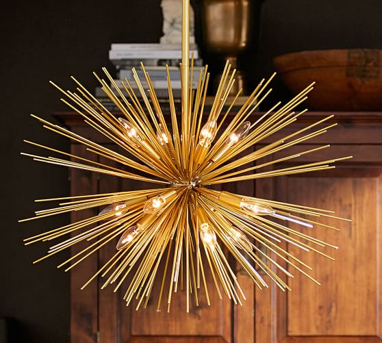 Explosion Chandelier, Brass, 34