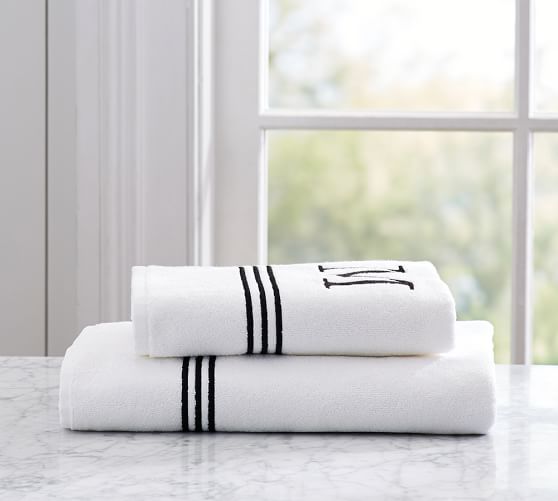 Grand Organic Embroidered Hand Towel Black Pottery Barn