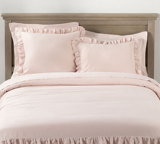 Belgian Flax Linen Ruffle Duvet Cover Twin Soft Rose Pottery Barn