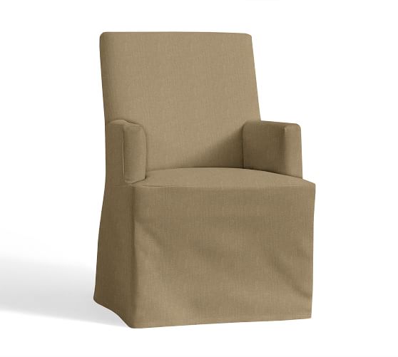 Pb Comfort Square Arm Dining Long Slipcovered Armchair