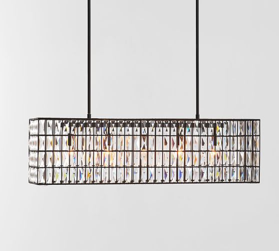 Adeline Crystal Rectangular Chandelier Large 37 Long X 10 5