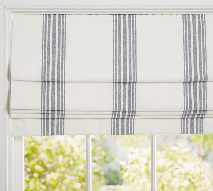 Riviera Stripe Cordless Roman Shade, 26 x 64