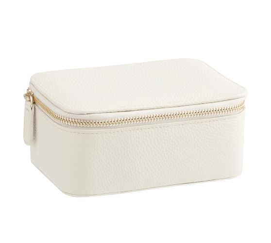 Personalized Reese Leather Travel Jewelry Collection Ivory