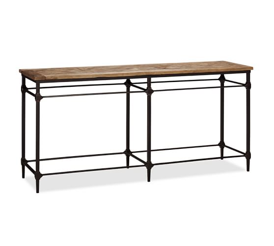 Parquet Reclaimed Wood Metal Console Table Pottery Barn