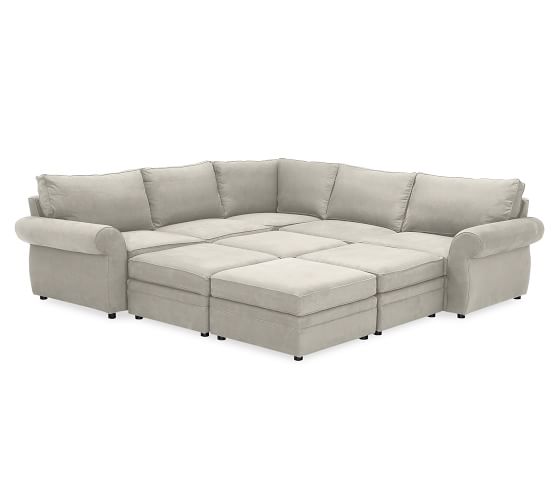 Pearce Upholstered 6 Piece Pit Sectional Performance Everydaysuede Stone Pearce Upholstered 6 Piece Pit Sectional Performance Everydaysuede Stone
