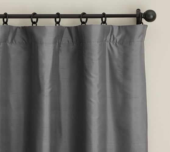 Dupioni Silk Pole Pocket Blackout Curtain Flagstone Pottery Barn