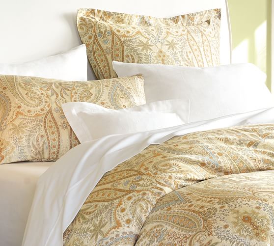 Blythe Paisley Organic Sateen Duvet Cover Shams Neutral