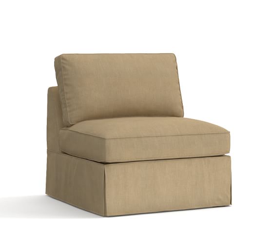 Pb Basic Armless Chair Slipcover Performance Tweed Latte