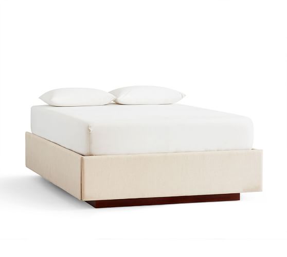 Upholstered Side Storage Platform Bed Full Performance Slub