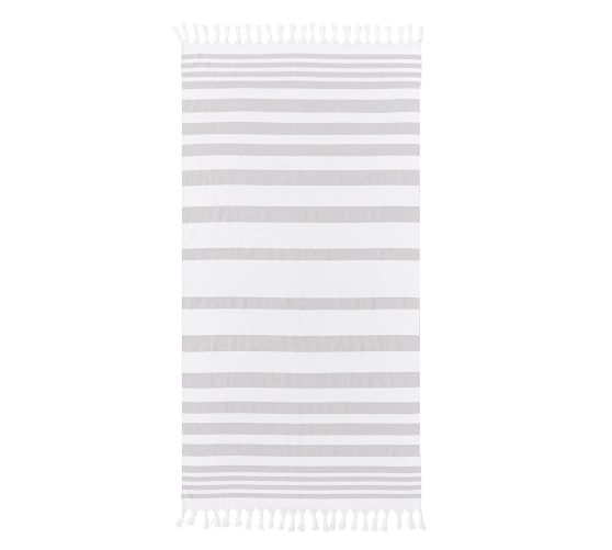 Turkish Striped Beach Towel, Cadet Gray