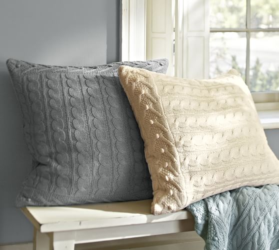 Cable Knit Euro Sham Gray Pottery Barn
