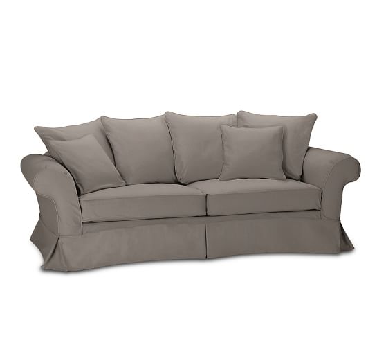 Charleston Grand Sofa Slipcover Performance Twill Metal Gray
