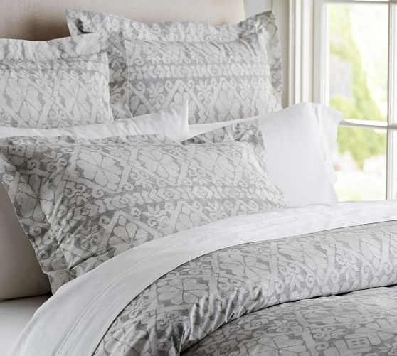 Pearson Snowflake Stripe Duvet Cover King Cal King Gray