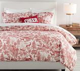 Alpine Toile Print Organic Cotton Duvet, King/Cal King, Red