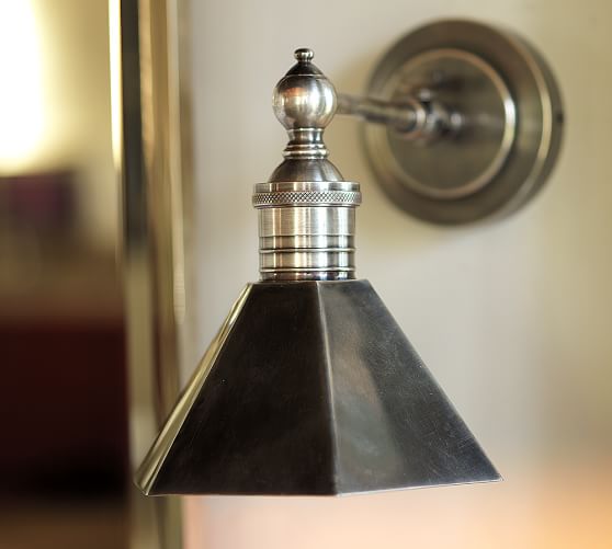 Metal-Head Sconce, Single, Antique Pewter
