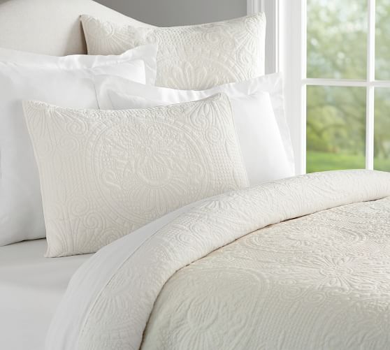 Velvet Medallion Quilt King Cal King Ivory Pottery Barn