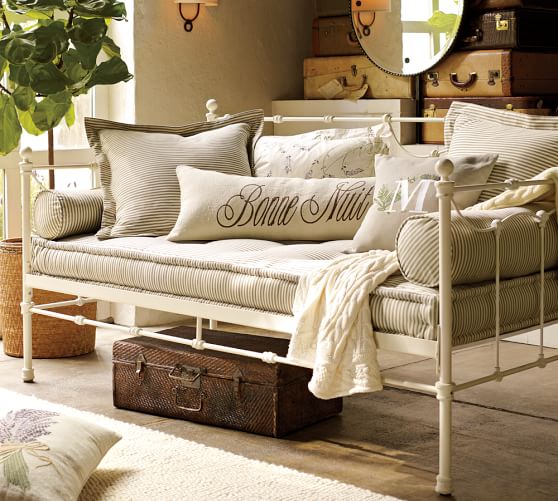 Savannah Metal Daybed Distressed Antique White Pottery Barn