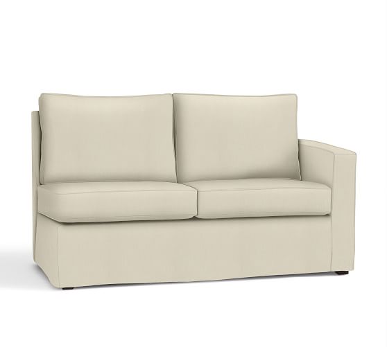 Cameron Square Arm Right Arm Loveseat Slipcover Performance Tweed