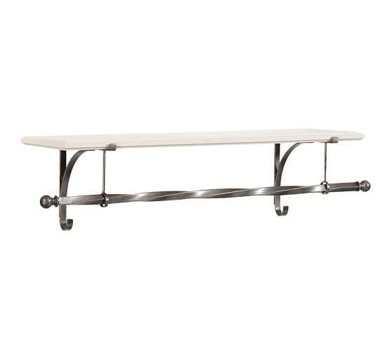 New York Wall Mount Wood Shelf With Metal Clothes Rod 4 White Pewter Finish Pottery Barn - Wall Mount Wood Shelf With Metal Clothes Rod New York Wall Mount Wood Shelf With Metal Clothes Rod 4 White Pewter Finish Pottery Barn - Wall Mount Wood Shelf With Metal Clothes Rod