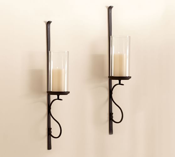 Artisanal Wall Mounted Hurricane Iron Set Of 2 Pottery Barn