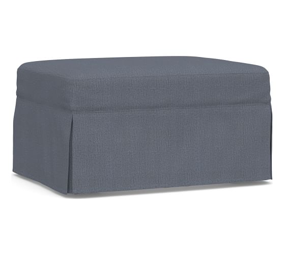 York Slipcovered Ottoman Polyester Wrapped Cushions Sunbrella