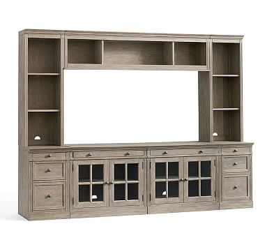 Livingston 7 Piece Entertainment Center With Drawers Gray Wash