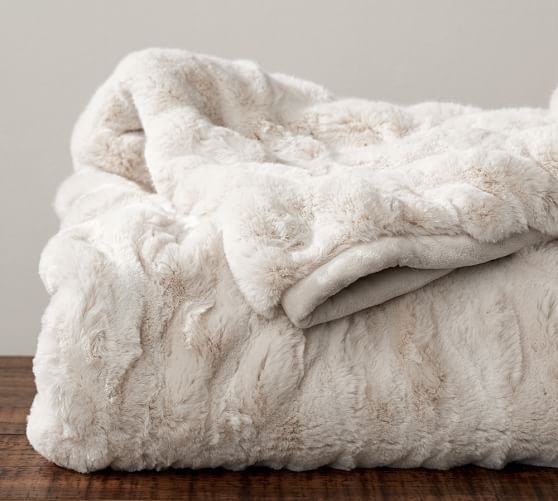 Faux Fur Ruched Throw Blankets Pottery Barn