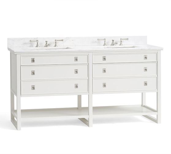 Gannon Bath Sink Console Back Splash Double Marble Pottery Barn