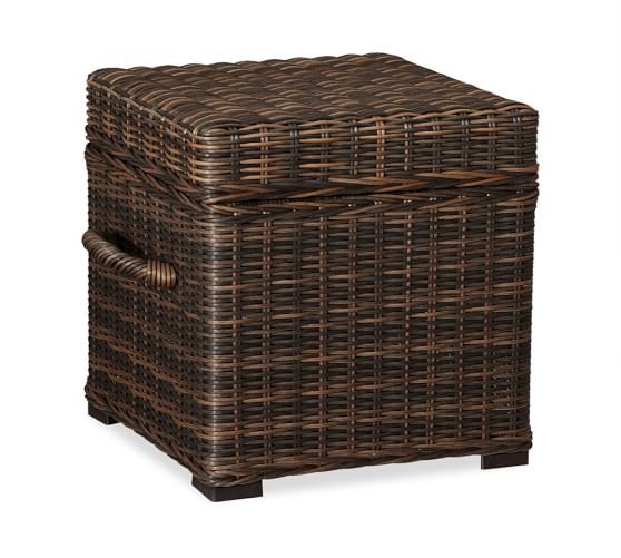 Torrey All Weather Wicker Cube Espresso Pottery Barn