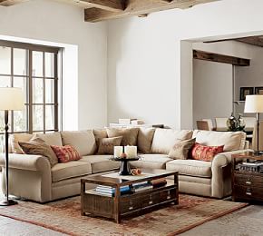 Pearce Roll Arm Upholstered 4-Piece Chaise Sectional with Wedge | Pottery Barn