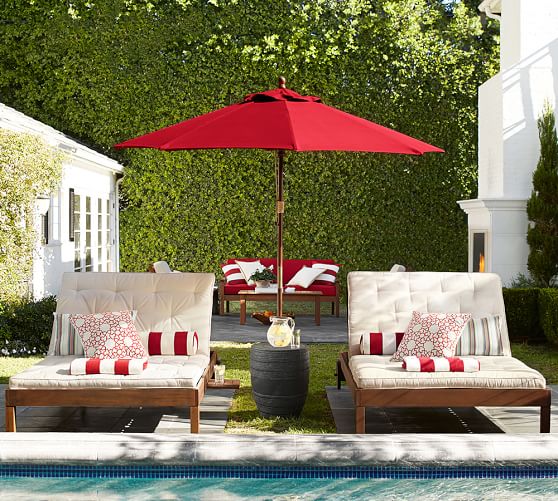 Chatham Double Outdoor Chaise Lounge Honey Pottery Barn