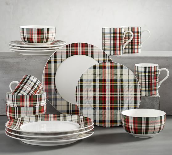 Denver Plaid 16 Piece Dinnerware Set Pottery Barn
