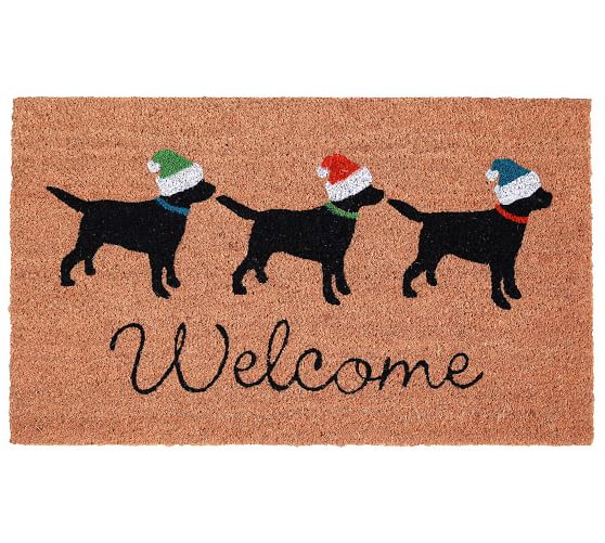 Christmas Dogs Welcome Doormat Pottery Barn