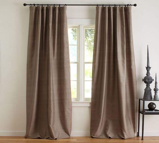 Dupioni Silk Pole Pocket Curtain Brownstone Pottery Barn
