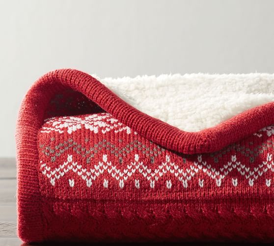 Reindeer Sherpa Back Throw Pottery Barn