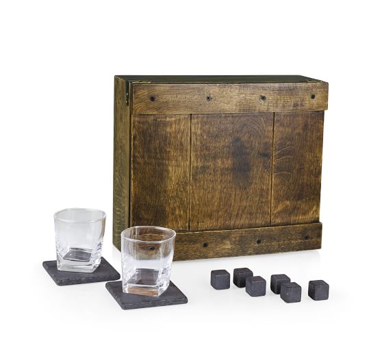 Classic Whiskey Oak Gift Box Set For 2 Pottery Barn