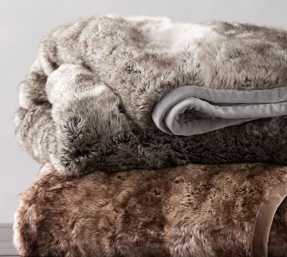 Faux Fur Ombre Throw Blankets Pottery Barn