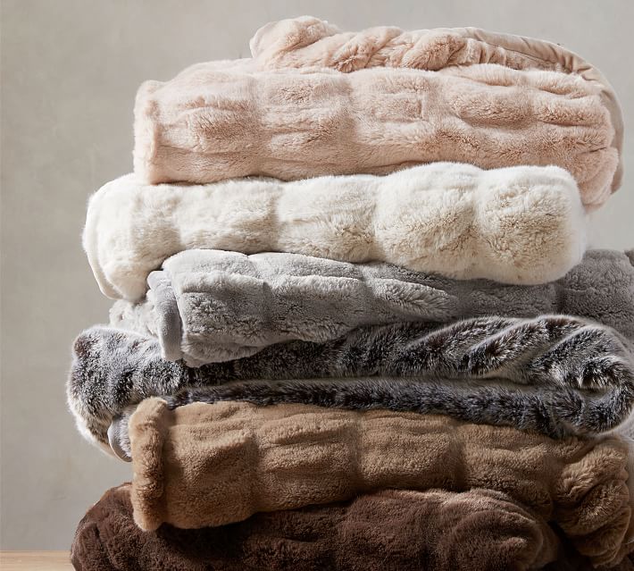 Faux Fur Ruched Throws