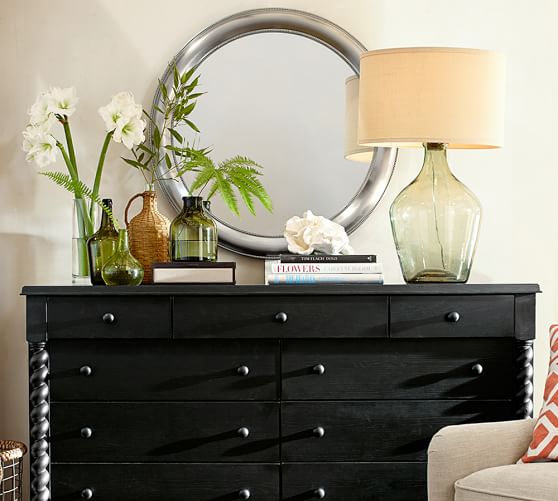 Silver Beaded Round Wall Mirror Pottery Barn