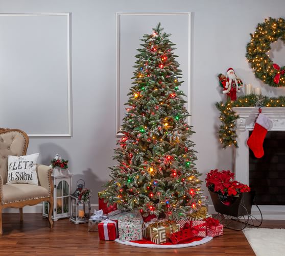 4ft 7 5ft Pre Lit Led Flocked Smokey Mountain Pine Artificial