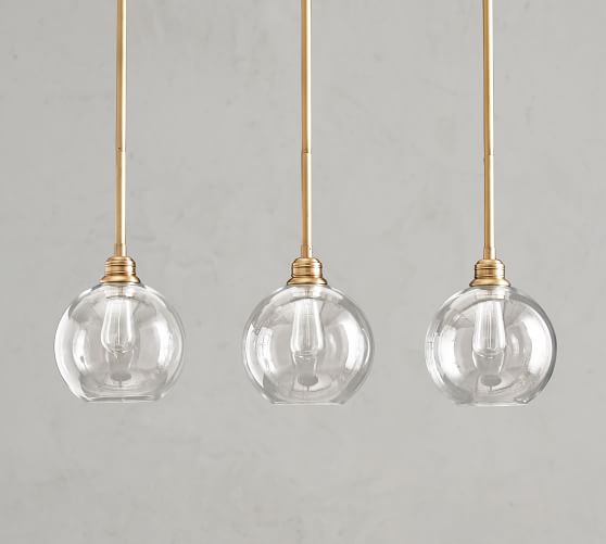 Pb Classic 3 Light Pendant With Glass Globe Shade Pottery Barn