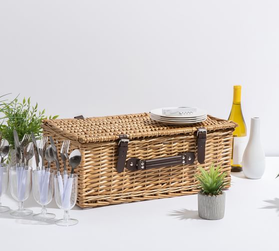 Providence Woven Picnic Basket Set For 4 Pottery Barn
