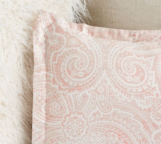 Vanessa Printed Tencel Pillow Sham Soft Rose Pottery Barn
