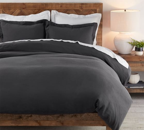 Belgian Flax Linen Duvet Cover Shams Ebony Pottery Barn
